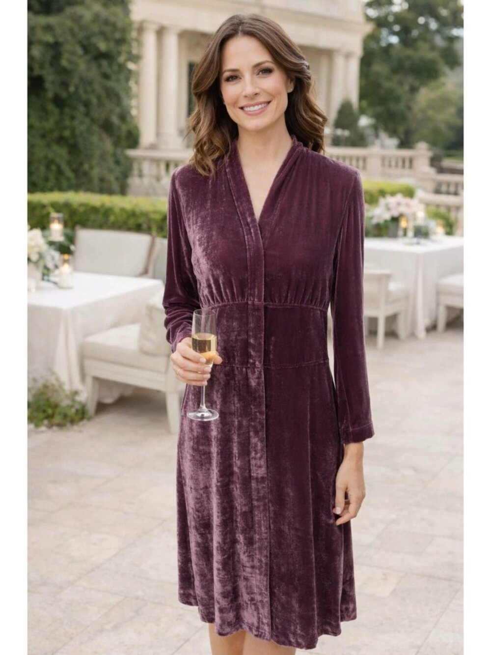 J Jill Crushed Velvet  Duster Dress size 4, Purple 10 hidden buttons - Picture 11 of 11